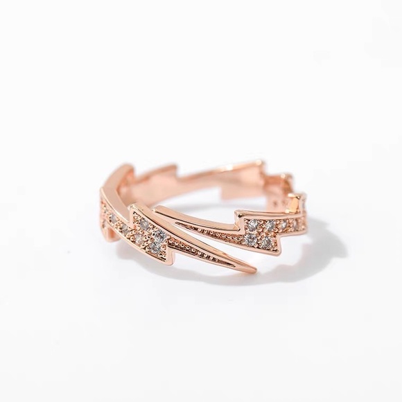 Jewelry - 14K Rose Gold Plated Adjustable Lightning Ring for Women